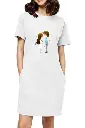 Female Long T-Shirt Short Dress White