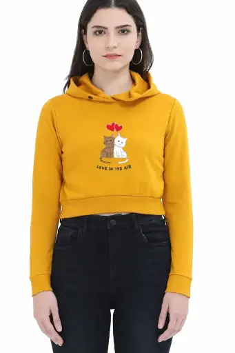 Female Crop Hoodies Mustard Yellow S