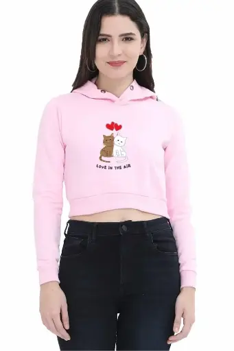 Female Crop Hoodies Light Baby Pink 