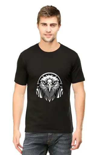 Half Sleeves T-shirt with Silent Eagle (Round neck)